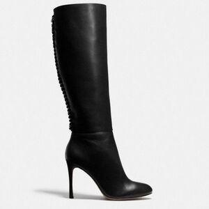 Coach Nickie Tall Black Leather Boots 4inch NEW sz 7.5 $399Retail SOLD OUT!